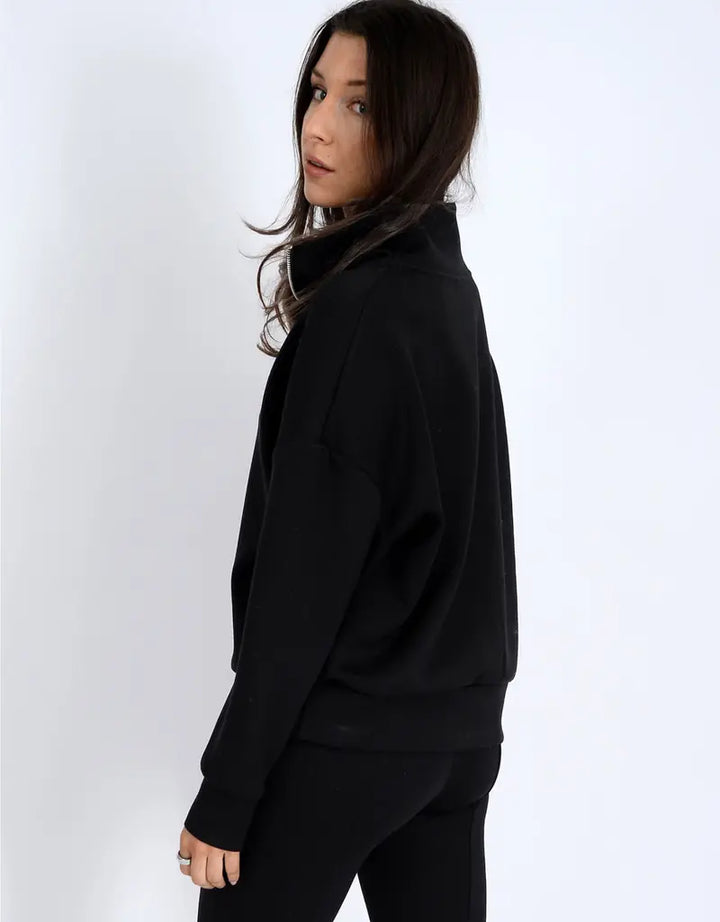 Seanni Soft Knit Half Zip Pullover / Black