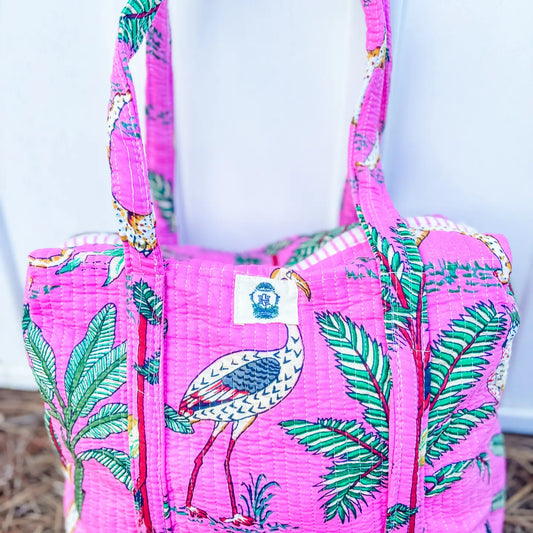 Savannah Rain Pink Mini Quilted Duffel Bag