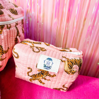 Dainty Pink Tiger XL Cosmetic Bag