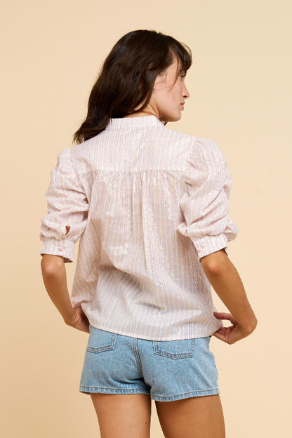 Afina Puff Sleeve Buttondown Top