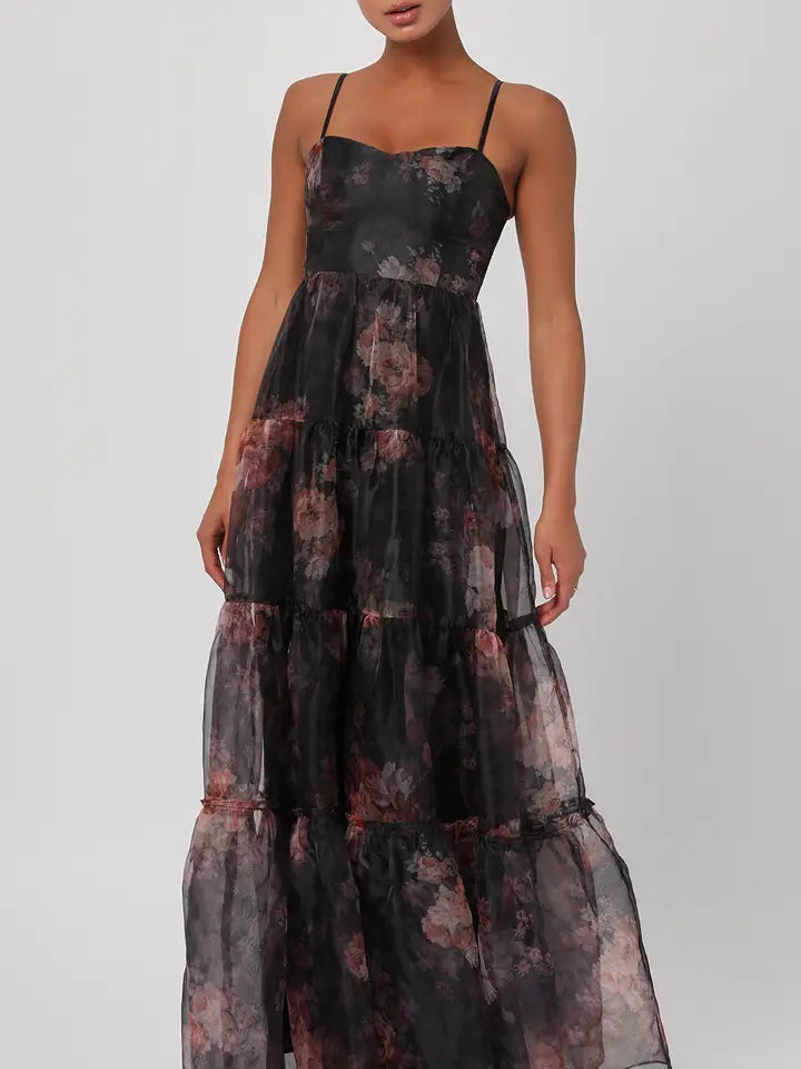 Calissa Tiered Organza Maxi Dress