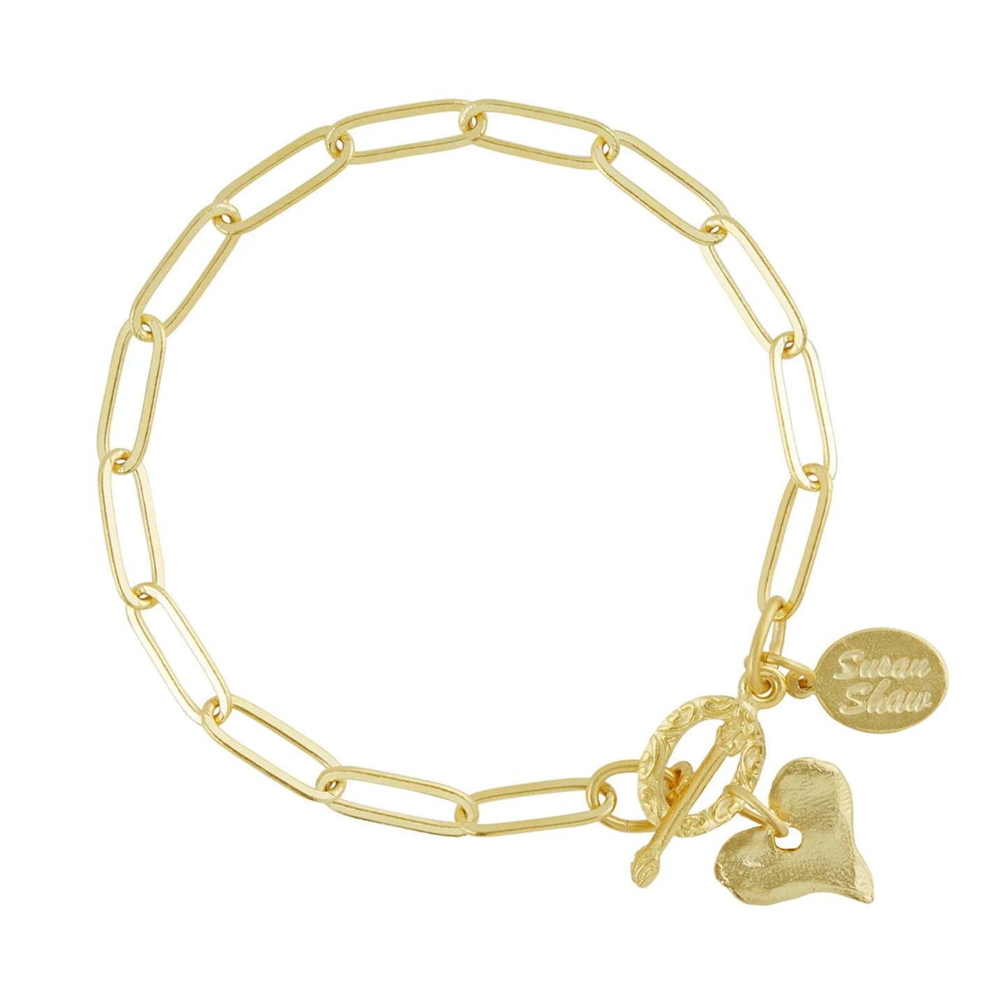 Gold Paperclip Chain w/ Heart Bracelet