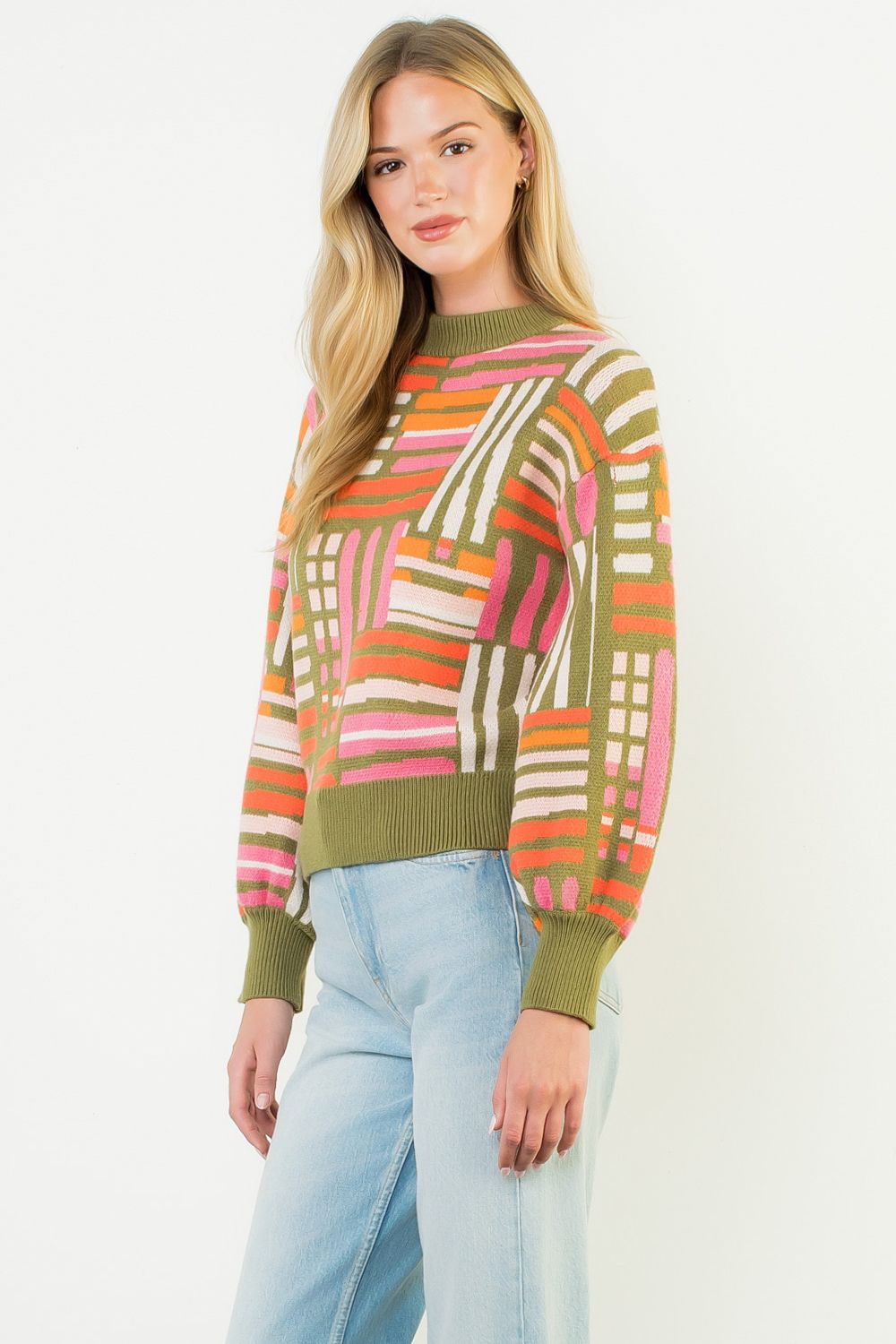 Colorful Pattern Knit Sweater