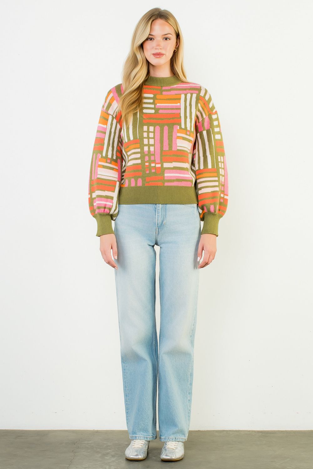 Colorful Pattern Knit Sweater