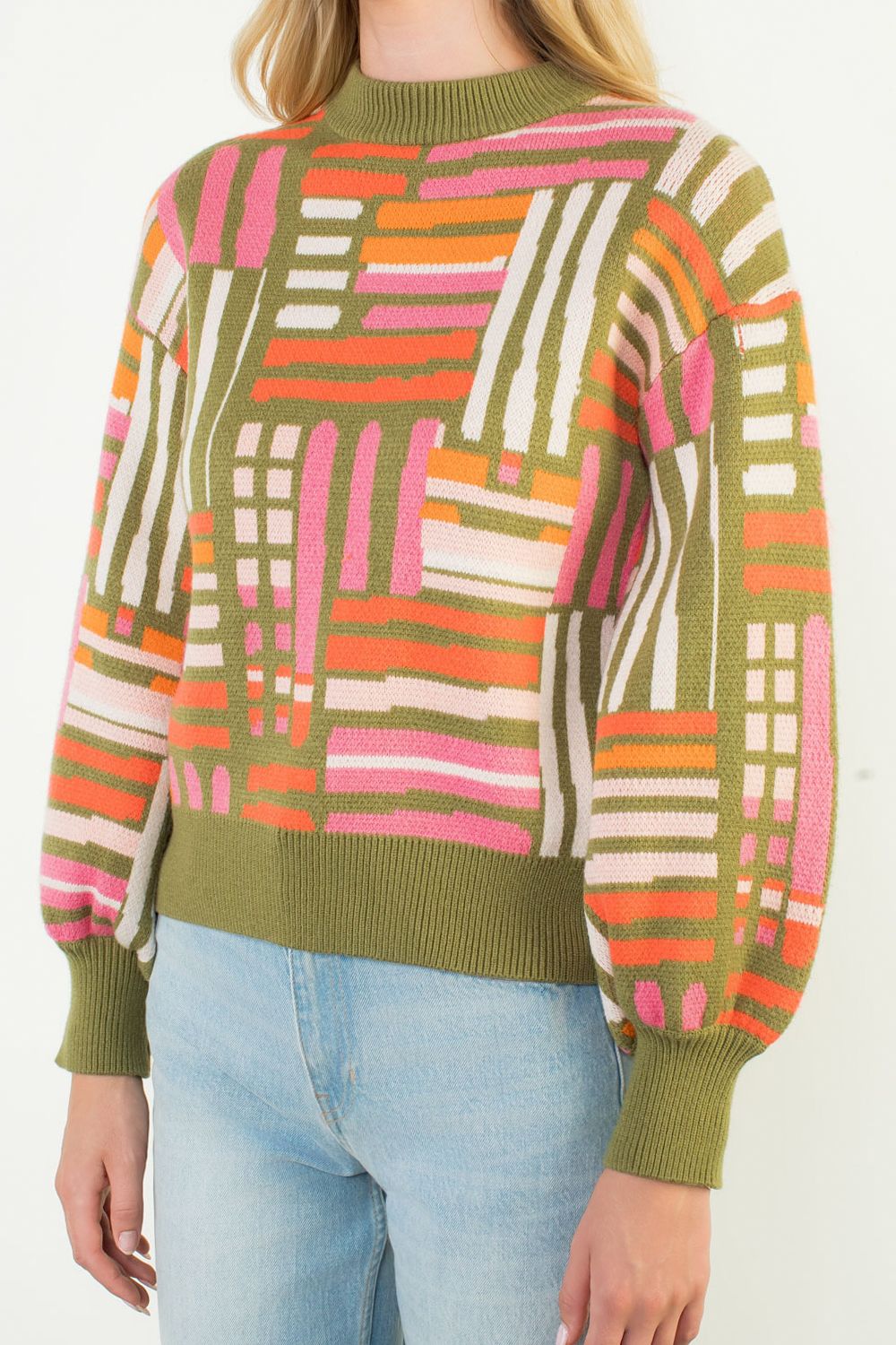 Colorful Pattern Knit Sweater