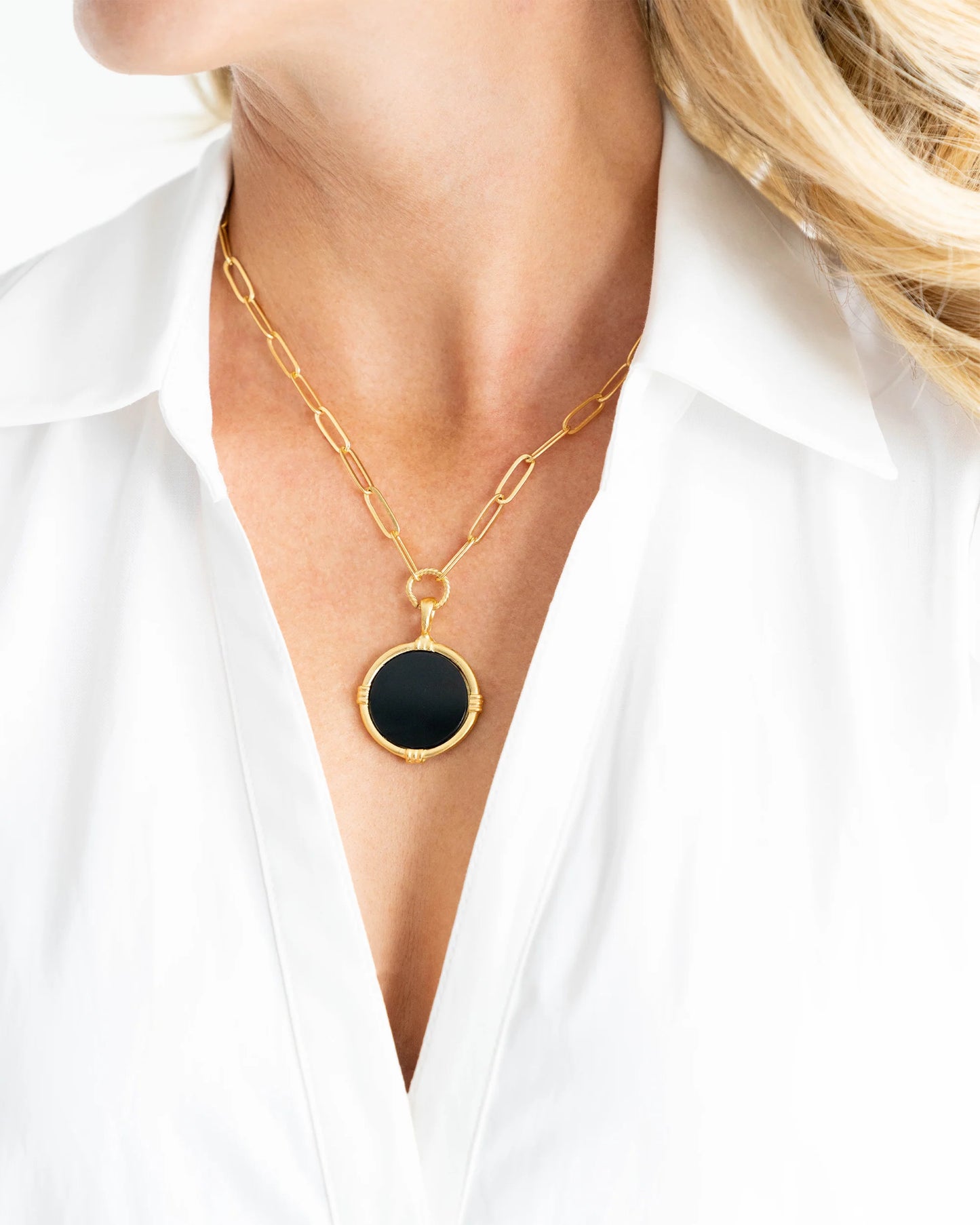 Ida Paperclip Necklace - Black Onyx*