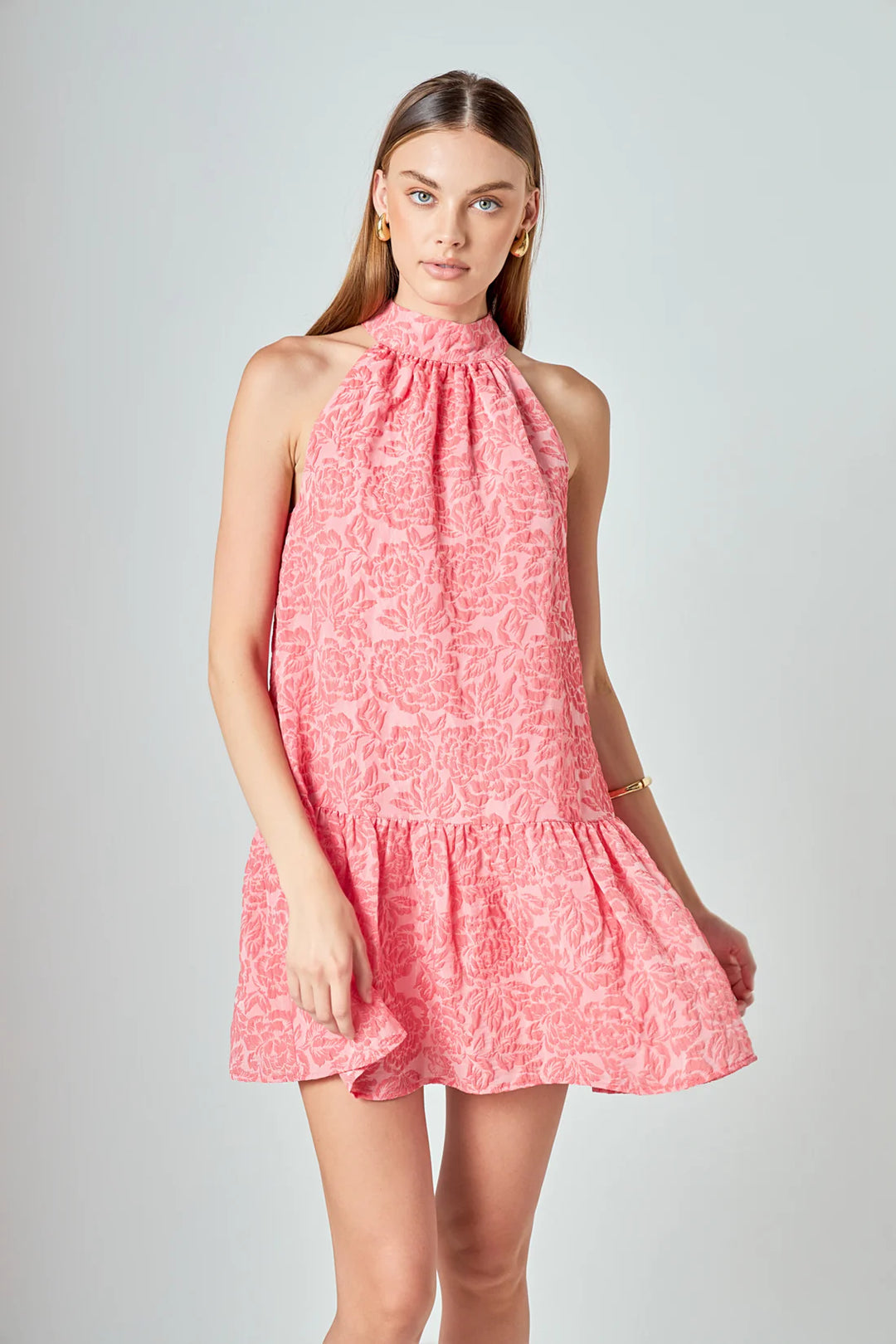 Jacquard Mock Neck Mini Dress