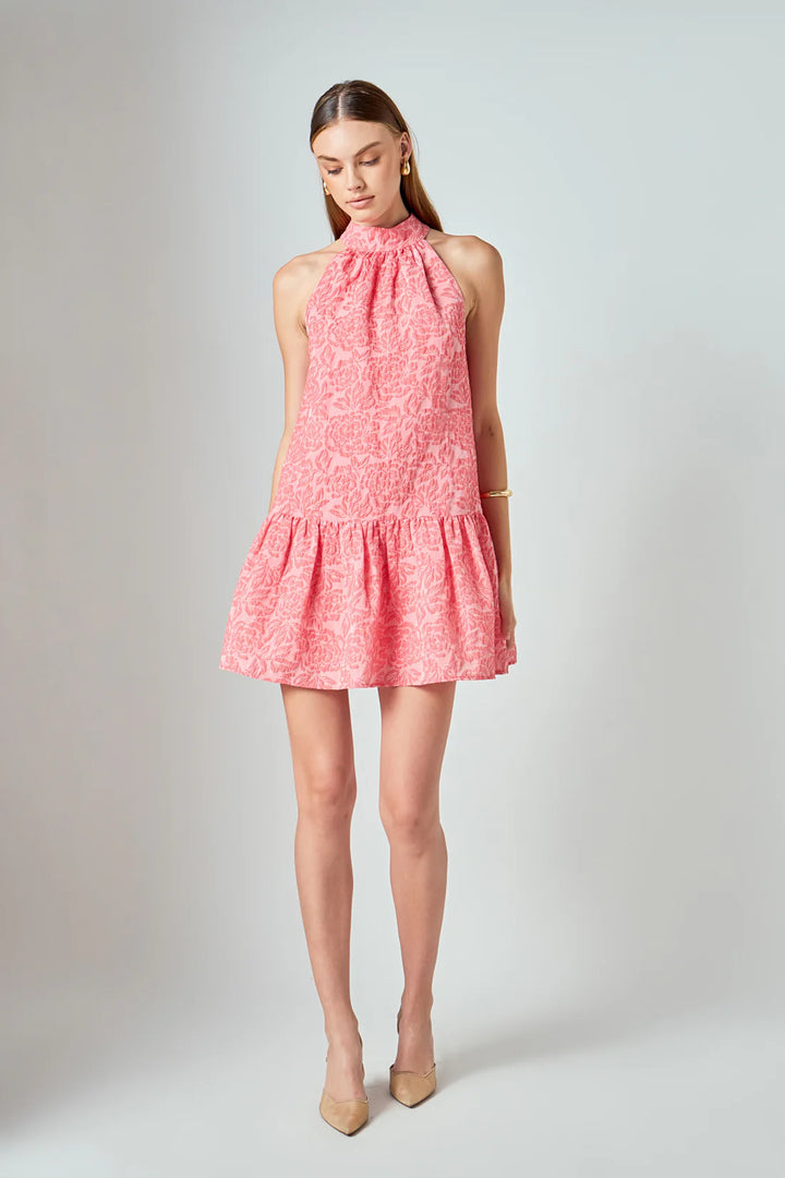 Jacquard Mock Neck Mini Dress