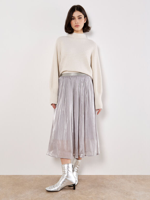 Stud Shimmer Midi Skirt