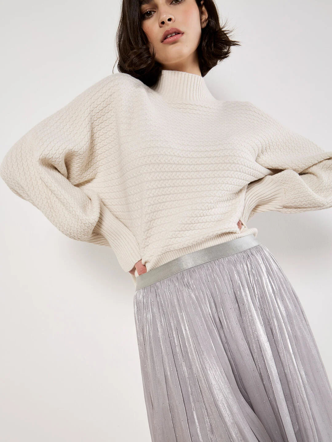 Stud Shimmer Midi Skirt