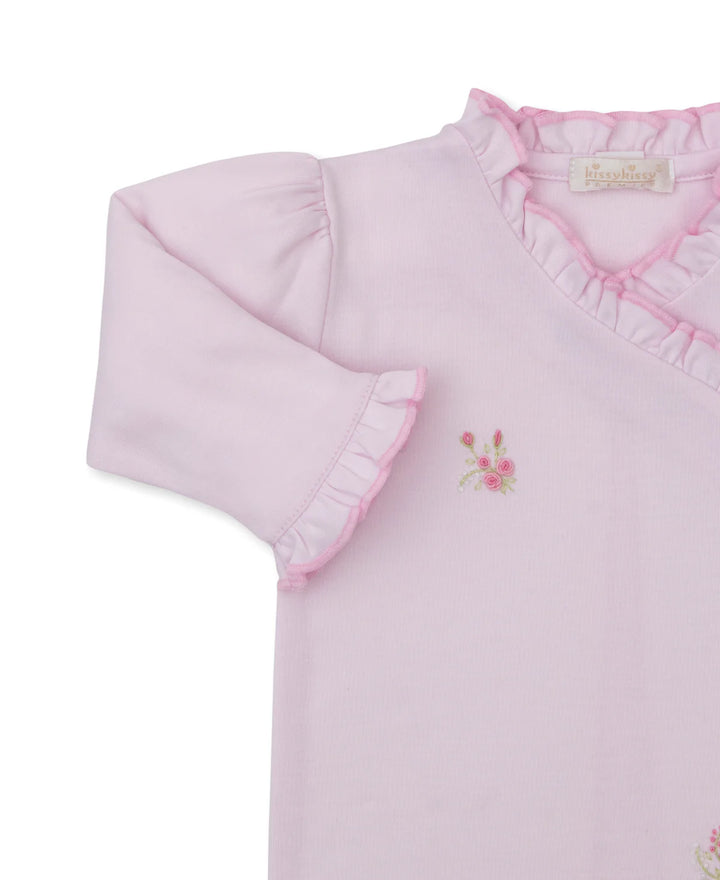 Victorian Roses Footie w/ Hand Emb.