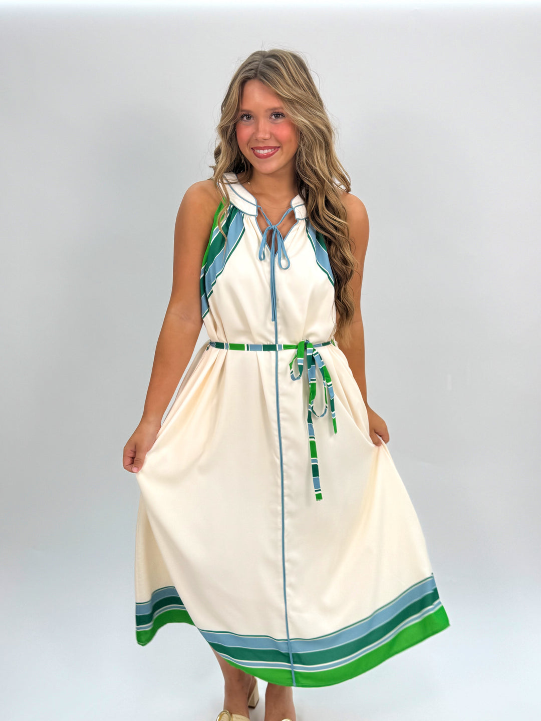 Mavis Striped Halter Midi Dress