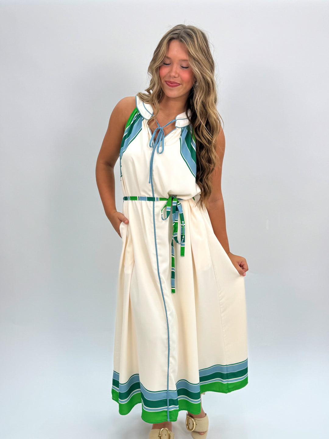 Mavis Striped Halter Midi Dress