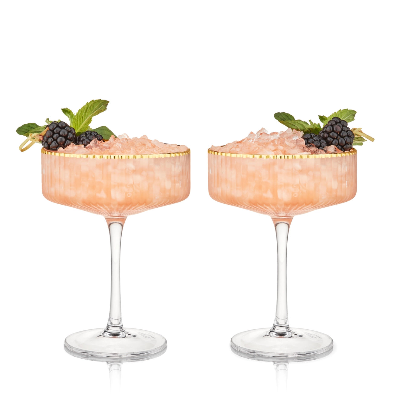 Gold-Rimmed Crystal Coupe Glasses - Set of 2
