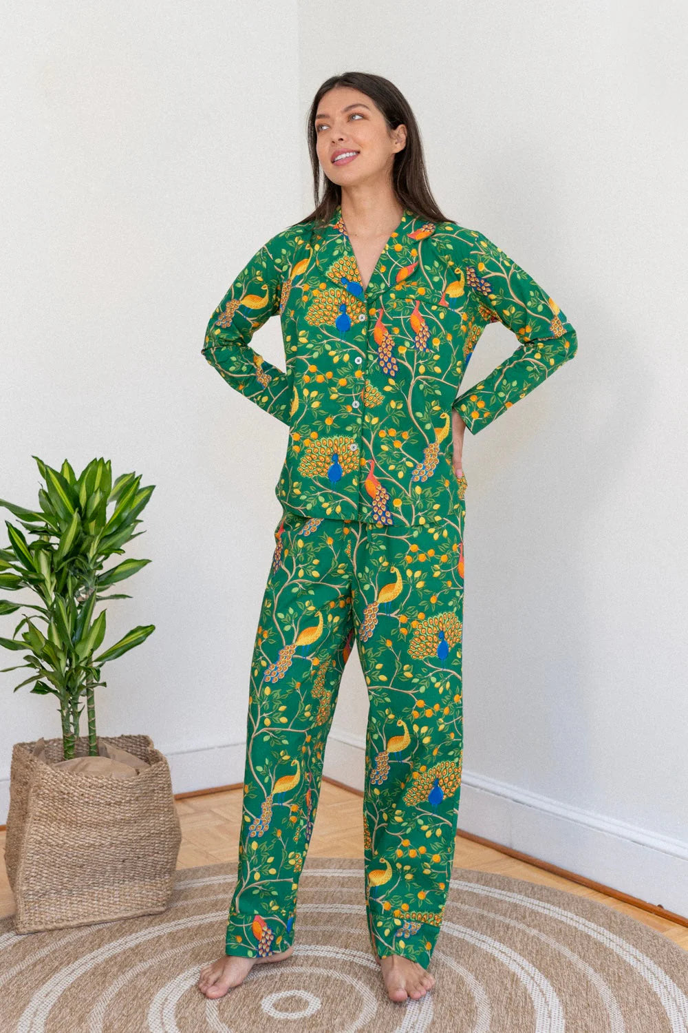 Fearless Peacock | Long Sleeve Pajama set - Green