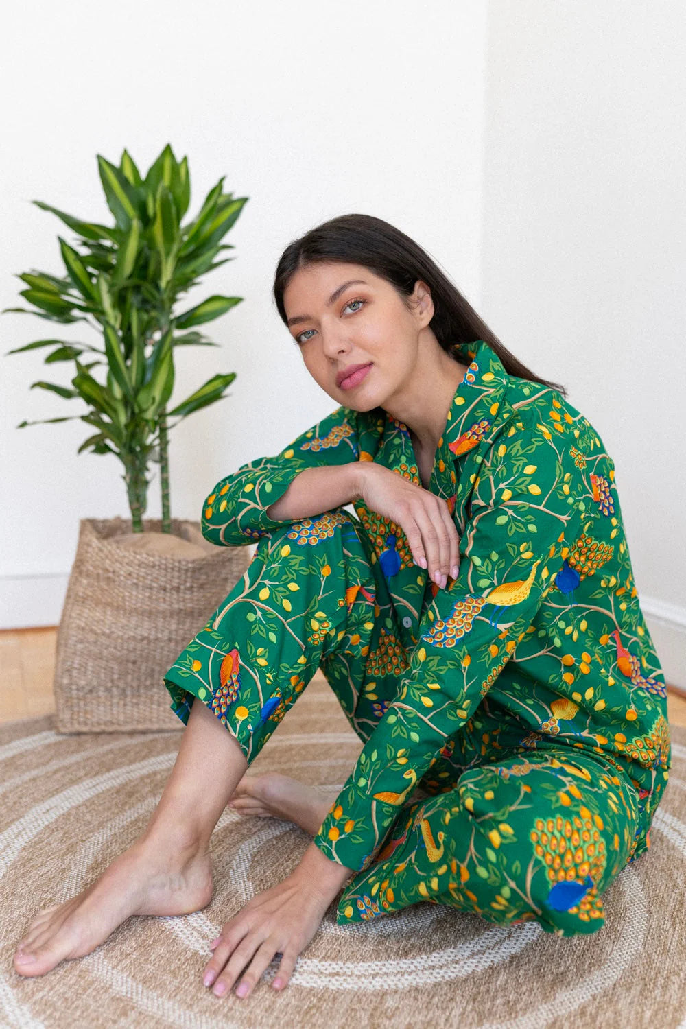 Fearless Peacock | Long Sleeve Pajama set - Green