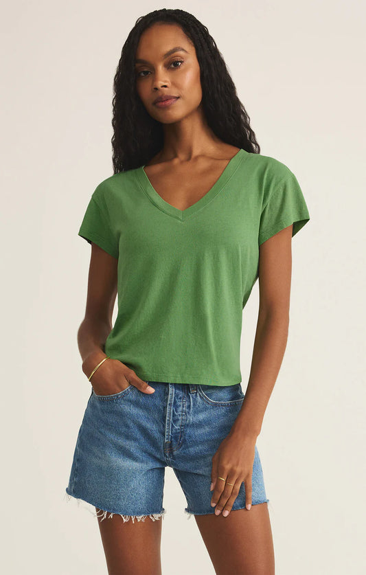 Modern V-Neck Tee in Lawn Green