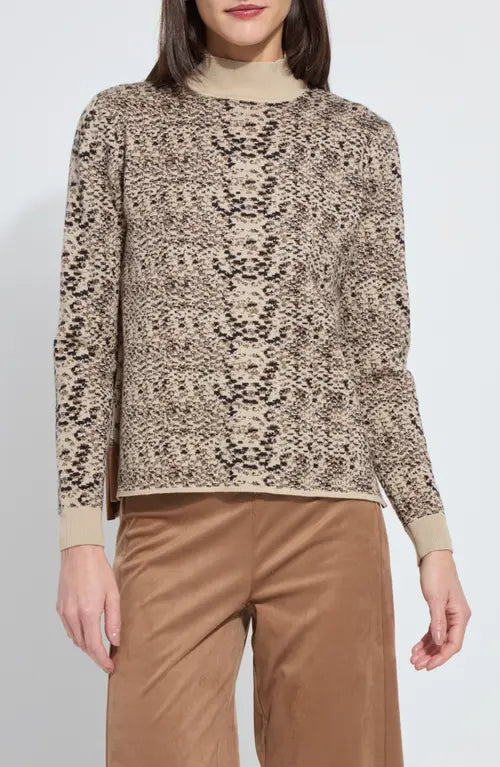 Declan Mock Neck Jacquard Sweater / Lux Camel Snake Jacquard 