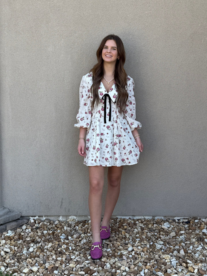 Floral Dress Velvet Ties