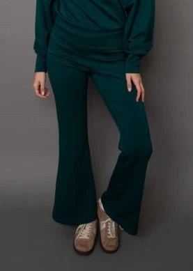 Flamme Signature Soft Knit Pull On Flare Pant | Dark Green