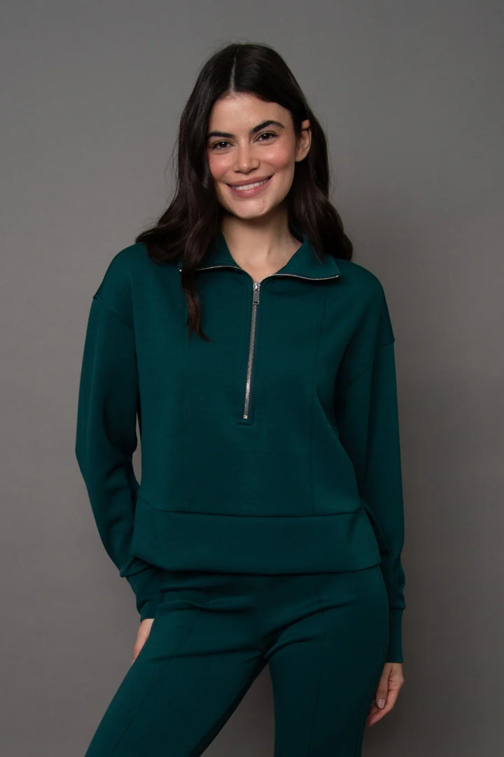 MAYURA SIGNATURE SOFT KNIT HALF ZIP PULLOVER | Dark Green