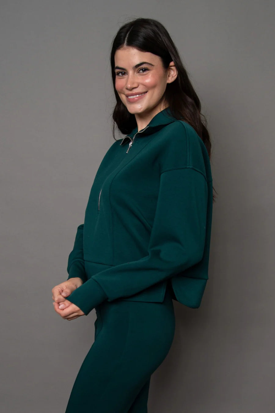 MAYURA SIGNATURE SOFT KNIT HALF ZIP PULLOVER | Dark Green