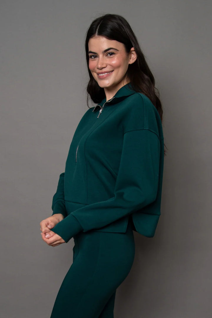 MAYURA SIGNATURE SOFT KNIT HALF ZIP PULLOVER | Dark Green