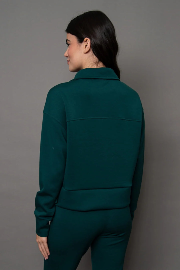 MAYURA SIGNATURE SOFT KNIT HALF ZIP PULLOVER | Dark Green