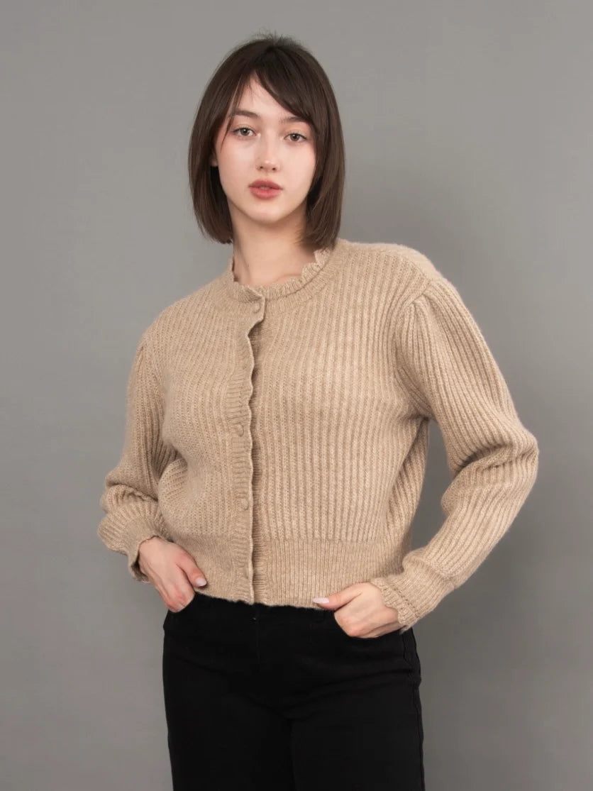 Trudy Long Sleeve Cardigan | Taupe