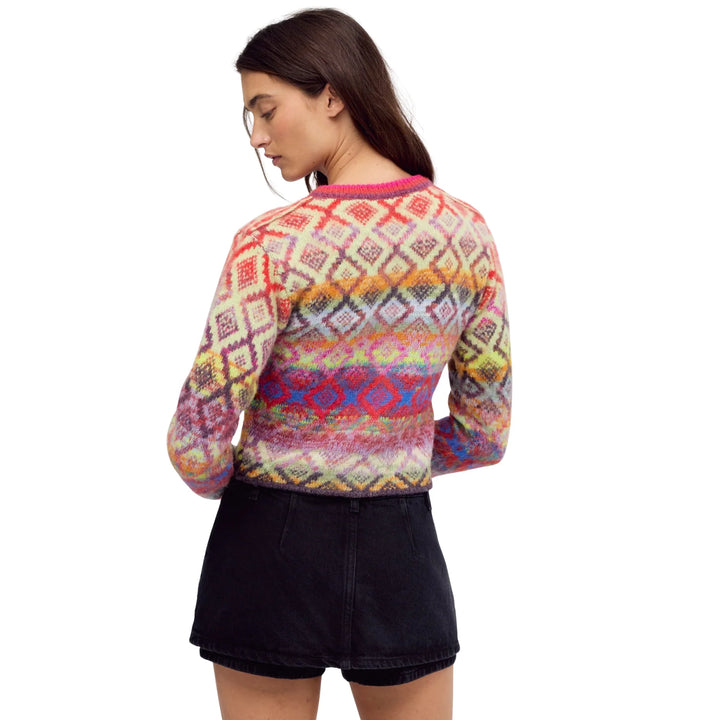 Skye Patterned Cardigan in Rainbow Sky Combo