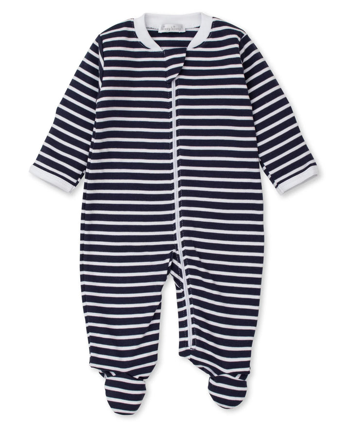 Team Stripes Zip Footie | Navy