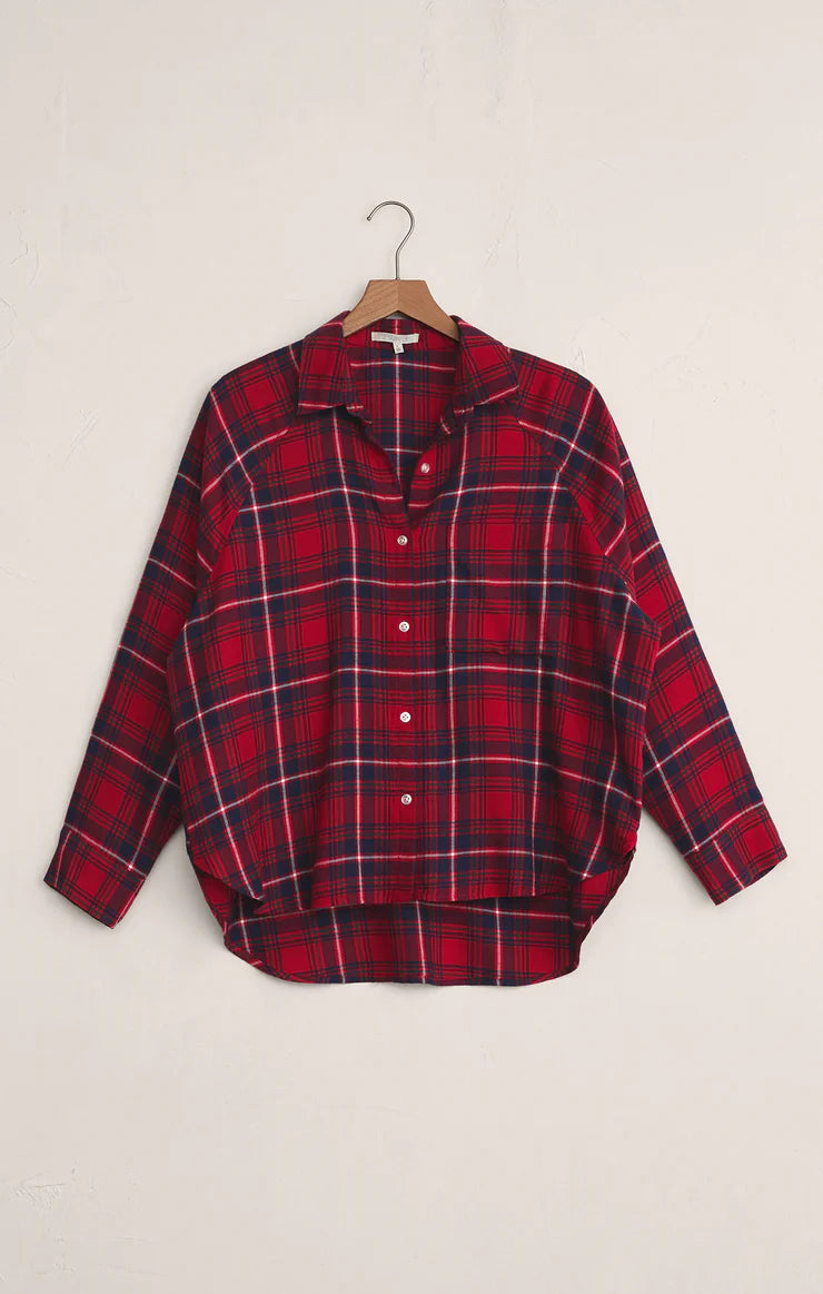 River Plaid Button Up | Haute Red