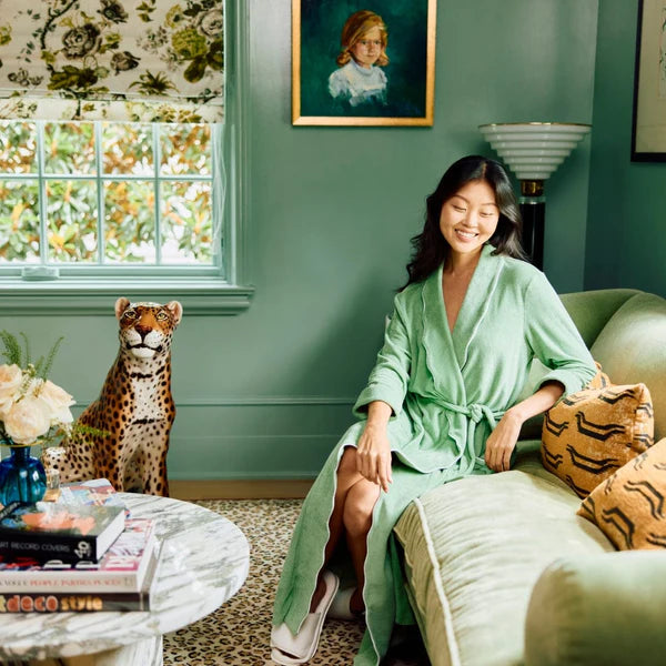 Scalloped Long Lightweight Robe | Basil