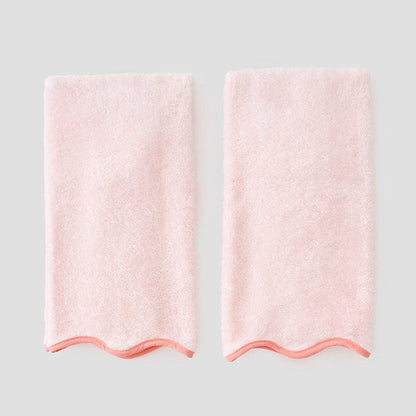 Ballet Pink Scalloped Hand Towel | Coral Edge