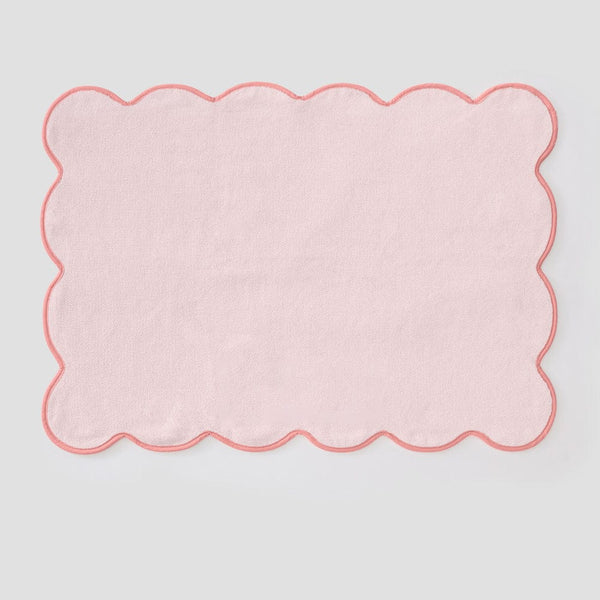 Ballet Pink Scalloped Bath Mat | Coral Piping
