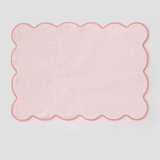 Ballet Pink Scalloped Bath Mat | Coral Piping