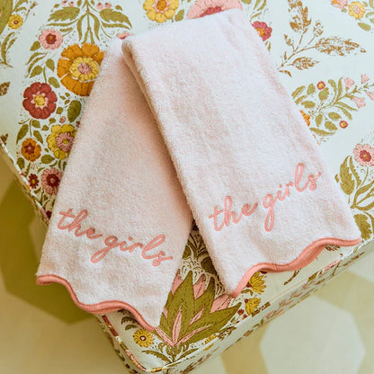 Ballet Pink Scalloped Hand Towel | Coral Edge