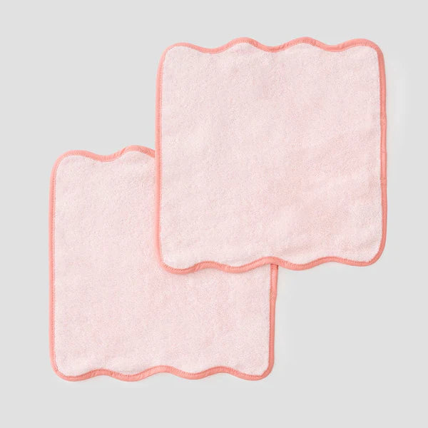 Ballet Pink Scalloped Washcloth | Coral Edge - Set of 2