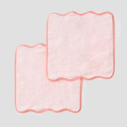 Ballet Pink Scalloped Washcloth | Coral Edge - Set of 2