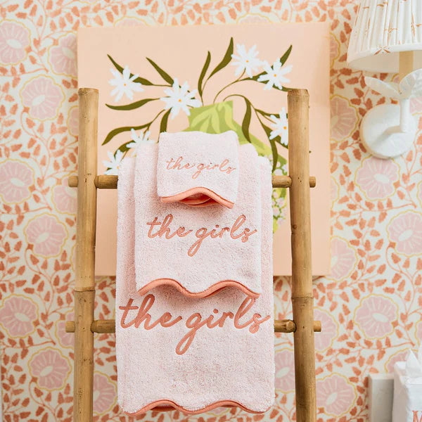 Ballet Pink Scalloped Hand Towel | Coral Edge