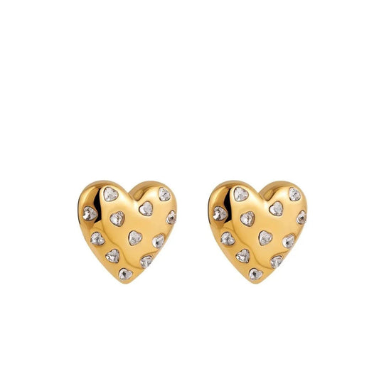 Crystal Heart Stud Earrings