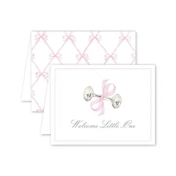 Rattle and Pink Bow Card*