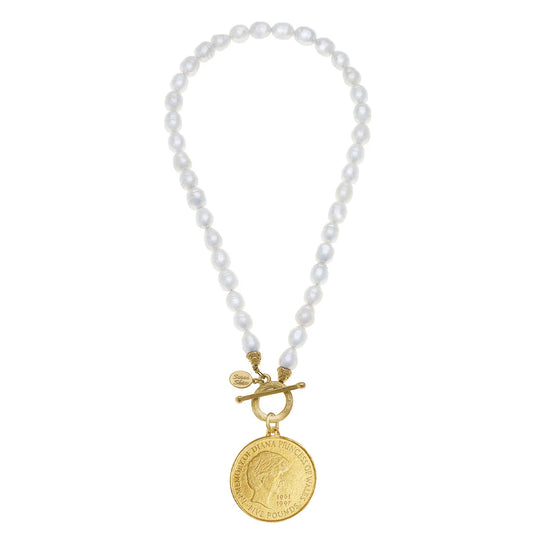 Gold Diana Pearl Toggle Necklace