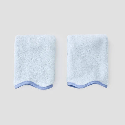 Light Blue Scalloped Washcloth | French Blue Edge - Set of 2