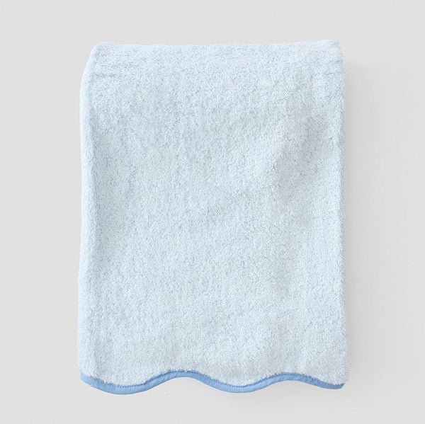 Light Blue Scalloped Bath Towel | French Blue Edge
