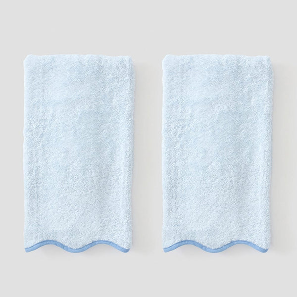 Light Blue Scalloped Hand Towel | French Blue Edge