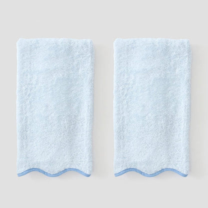 Light Blue Scalloped Hand Towel | French Blue Edge