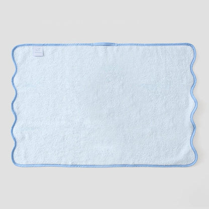 Light Blue Scalloped Hand Towel | French Blue Edge