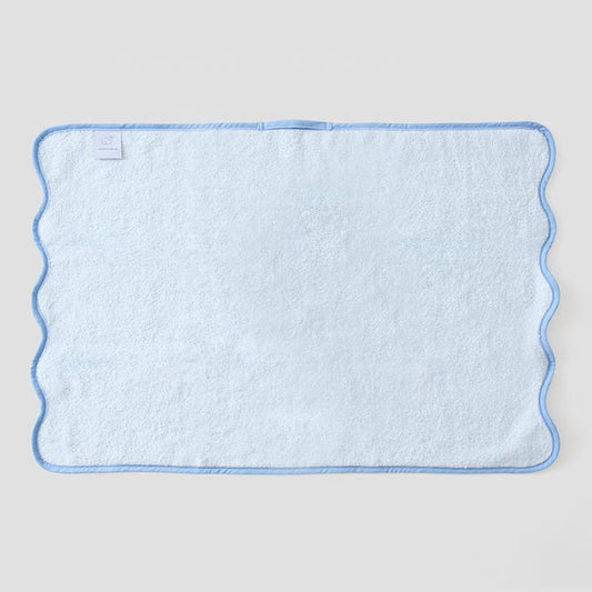 Light Blue Scalloped Hand Towel | French Blue Edge