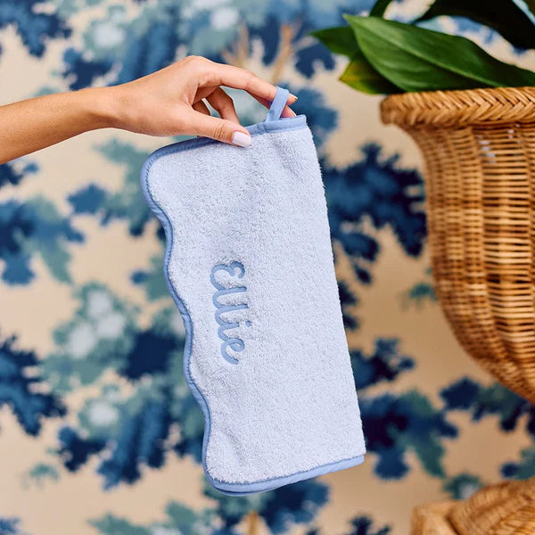 Light Blue Scalloped Washcloth | French Blue Edge - Set of 2